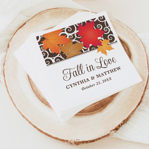 Fall In Love  Autumn Leaves Wedding Monogram Napkin