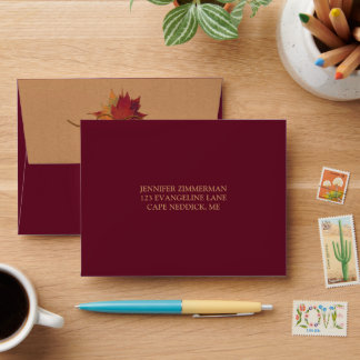 Fall in Love, Autumn Leaves Wedding RSVP (lg.) Envelope