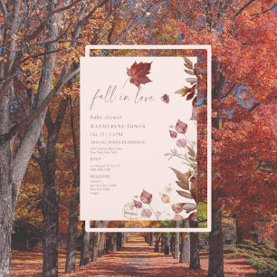 Fall in Love Autumn Li'l Pumpkin Blush Baby Shower Invitation