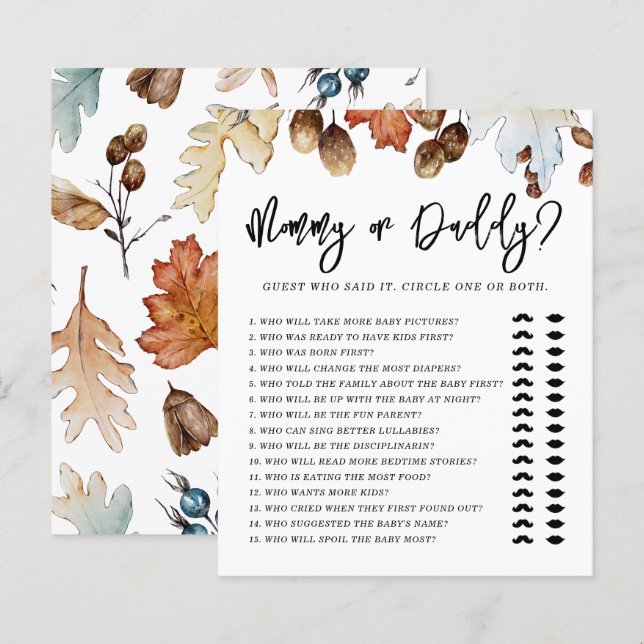 Fall in Love Autumn Mummy or Daddy Baby Shower (Front/Back)