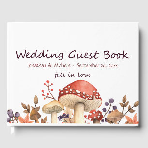 Fall in Love Autumn Mushrooms and Plants Wedding Guest Book