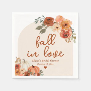 Fall in Love Autumn Pumpkin Boho Bridal Shower Napkin