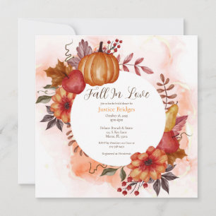 Fall In Love Autumn Pumpkin Rustic Bridal Shower Invitation