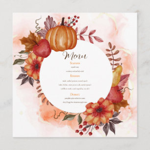 Fall in Love Autumn Pumpkin Wedding Dinner Lunch Menu