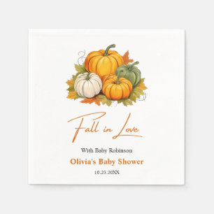Fall in Love Autumn Rustic Pumpkin Baby Shower  Napkin