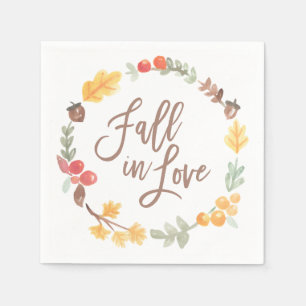 Fall in Love Autumn Watercolor Bridal Shower Napkin
