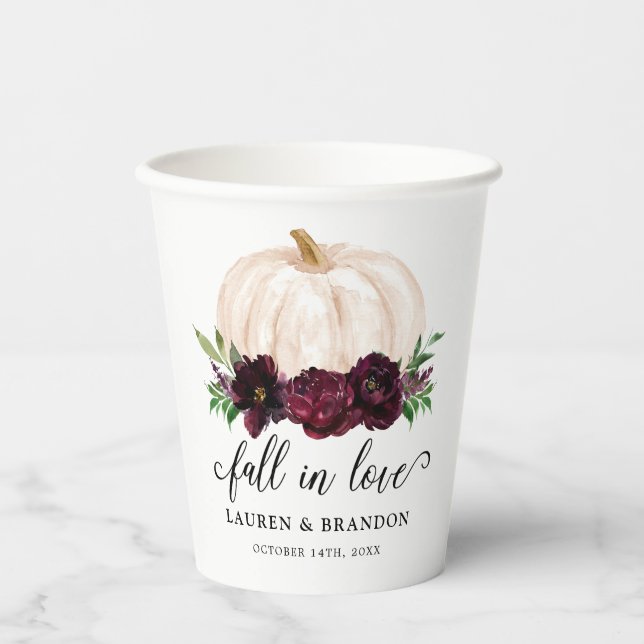 Fall In Love Autumn Wedding  Paper Cups (Front)