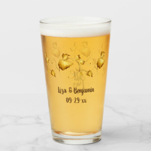 Fall in Love Autumn Wedding with Names & Date Glas Glass