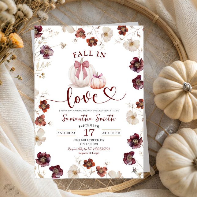 Fall in Love Autumn Wildflower Bridal Shower Invitation (Creator Uploaded)