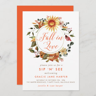 Fall in Love Autumn Wreath Sip & See Invitation