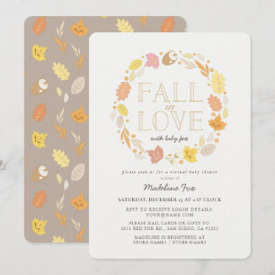 Fall in Love Autumn Wreath Virtual Baby Shower Invitation