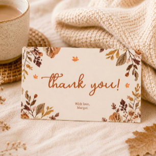 Fall in Love Baby Shower Autumn Floral Thank You  Card