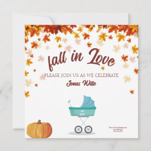 fall in love Baby shower Card , Little boy pumpkin