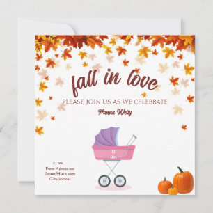 fall in love Baby shower Card , Little gir pumpkin