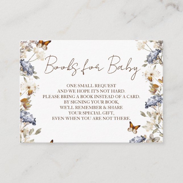 Fall in Love Baby Shower, Floral Books for Baby Enclosure Card (Front)