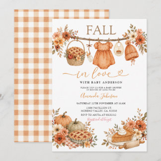 Fall in Love Baby Shower Invitation Pumpkin Pie