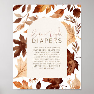 Fall In Love Baby Shower Late Night Diaper Poster