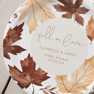 Fall In Love Baby Shower Party Paper Plate