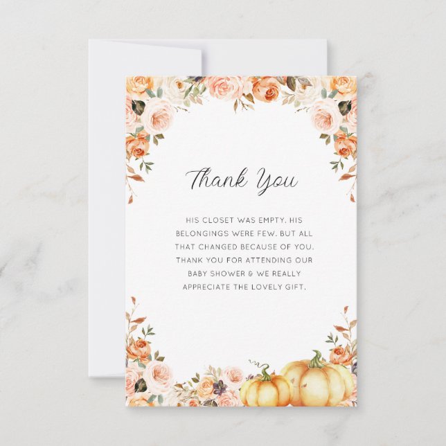 fall in love baby shower thank you card (Front)