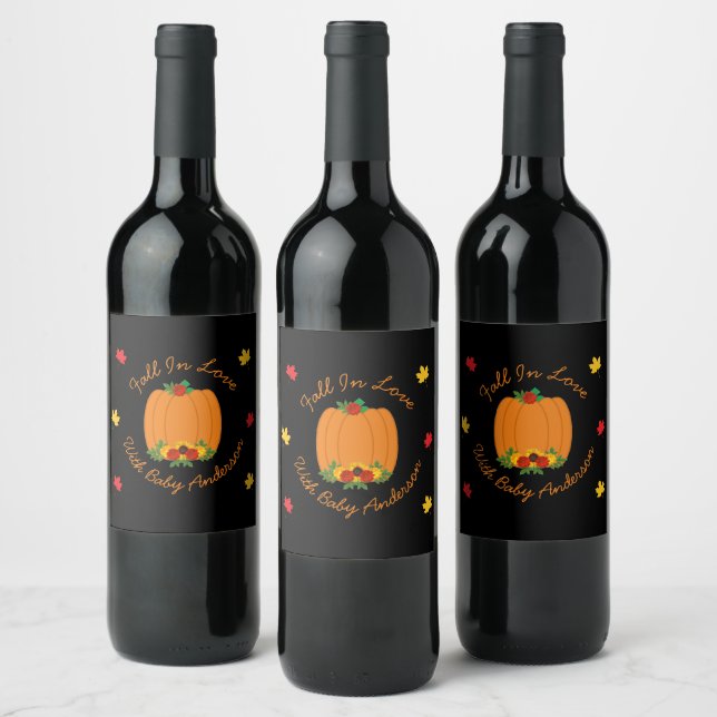 Fall In Love Baby Shower Wine Label (Bottles)