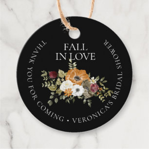 Fall in Love Black Bridal Shower Thank You Favour Tags