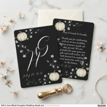 Fall in love Black Pumpkin Wedding thank you