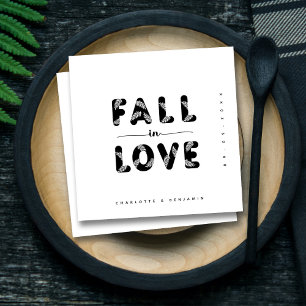 Fall In Love Black & White Wedding Napkin
