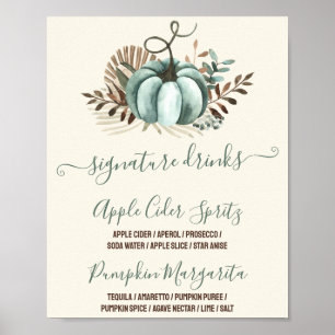 Fall in Love, Blue Pumpkin Shower Signature Drinks Poster