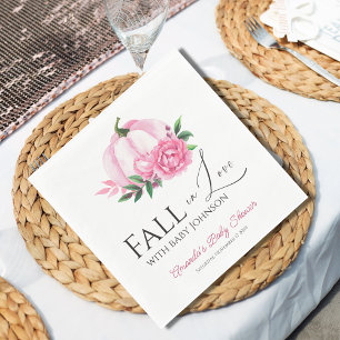 Fall in Love Blush Pink Pumpkin Rustic Baby Shower Napkin