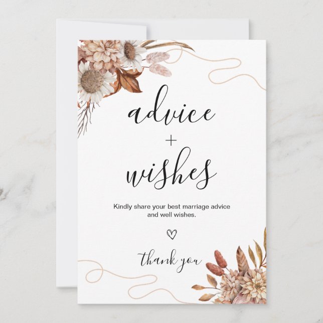 Fall in love | Boho Advice and Wishes Wedding Card (Front)