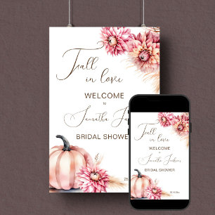 Fall in love boho bridal shower welcome sign