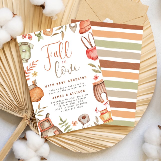 Fall in Love Boho Clothes Baby Shower Invitation (Creator Uploaded)