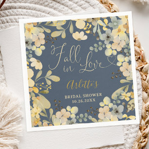 Fall in love boho floral autumn chic bridal shower napkin