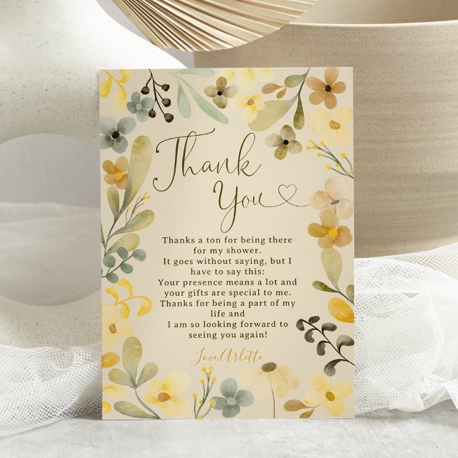 Fall in love boho floral autumn chic bridal shower thank you card (Fall in love boho floral autumn chic bridal shower thank you card)