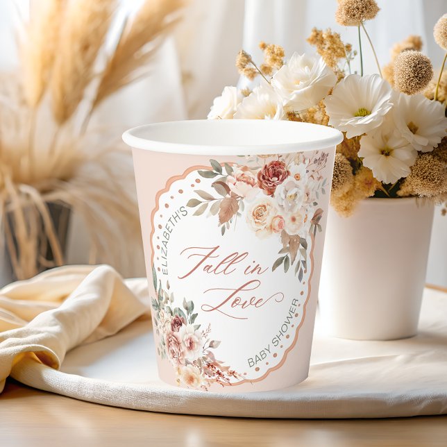 Fall in Love Boho Floral Baby Shower Paper Cups (Creator Uploaded)
