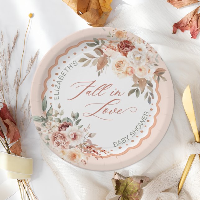 Fall in Love Boho Floral Baby Shower Paper Plate (Creator Uploaded)