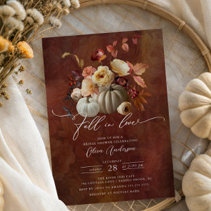 Fall In Love Boho Floral Bridal Shower Invitation