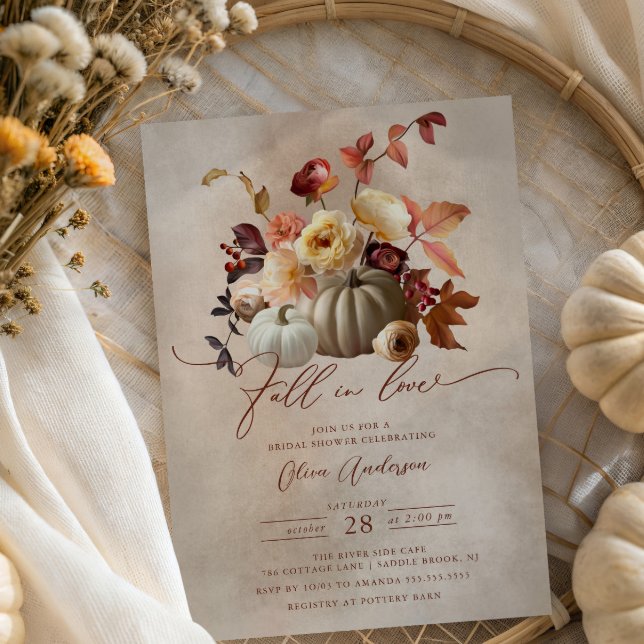 Fall In Love Boho Floral Bridal Shower  Invitation (Creator Uploaded)