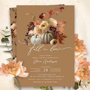 Fall In Love Boho Floral Bridal Shower  Invitation