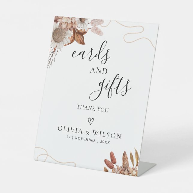 Fall in love | Boho Flowers Cards and Gifts Pedestal Sign (Front)