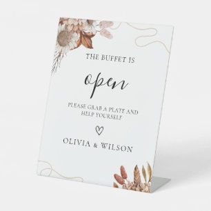 Fall in love   Boho Flowers Wedding Buffet Pedestal Sign