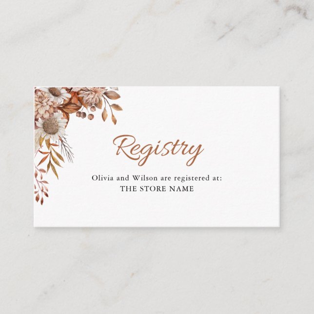 Fall in love | Boho Flowers Wedding Gift Registry Enclosure Card (Front)