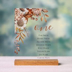 Fall in love Boho Flowers Wedding Seating Chart