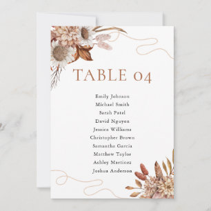 Fall in love   Boho Flowers Wedding Table Number