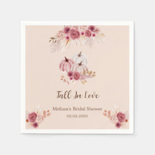 Fall In Love Boho Pink Pumpkin Bridal Shower  Napkin