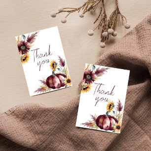 Fall in love boho pumpkin sunflower bridal shower thank you card