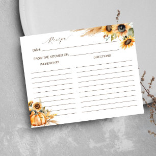 Fall in love boho pumpkin sunflowers recipe card