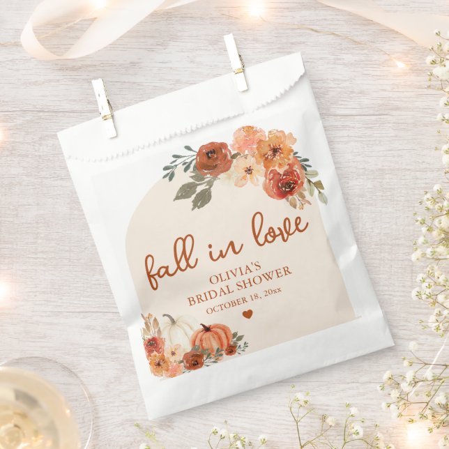 Fall in Love Boho Terracotta Pumpkin Bridal Shower Favour Bags (Clipped)