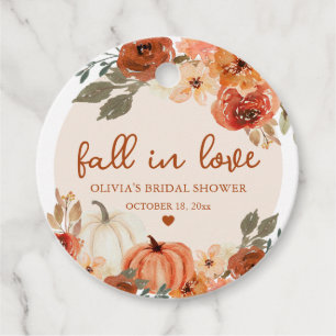 Fall in Love Boho Terracotta Pumpkin Bridal Shower Favour Tags