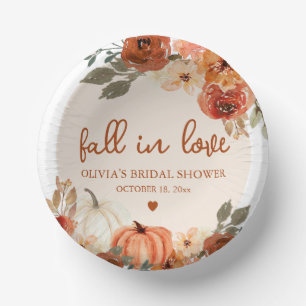Fall in Love Boho Terracotta Pumpkin Bridal Shower Paper Plate